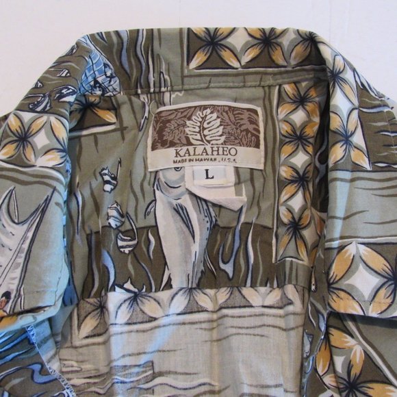 Vtg Hawaiian Shirt KALAHEO Sz M Made in HawaiiFloral Tropical Spearfishing Men - Picture 10 of 11